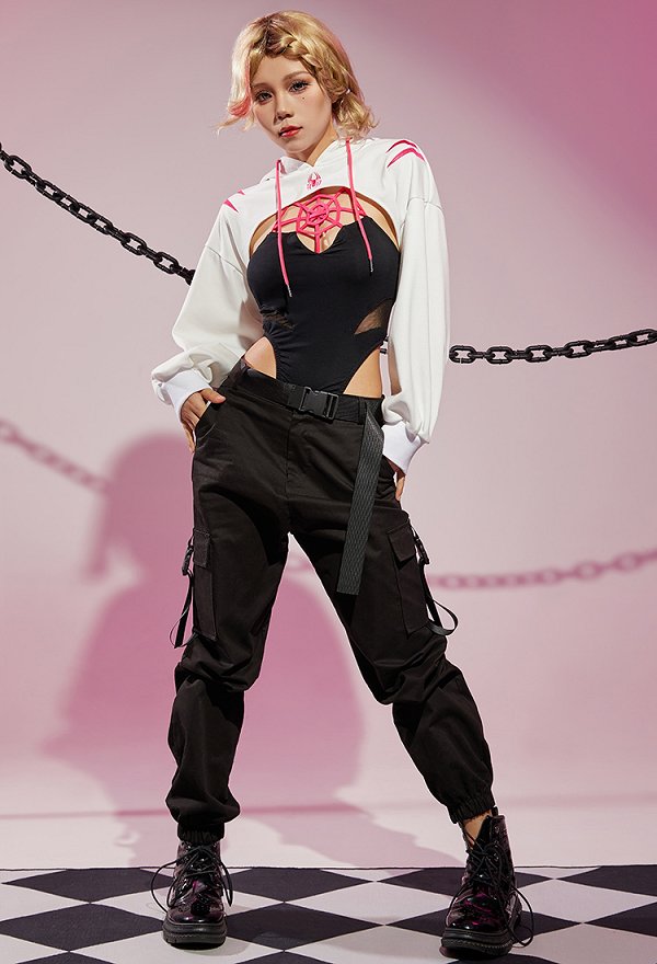 Damens Crop Top, ärmellos, Mit Spinnennetz-Spitze – Perfekt Für Halloween, Cosplay & Festival