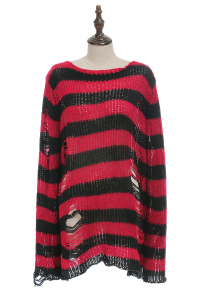 Gothic Gothic Pullover Striped Punk Stil Dunkler Stil Lange Arm Oberteile