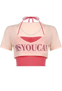 Harajuku Style Y2K Fashion Crop Top Crisscross Bauchfreies Oberteil Two Piece Set