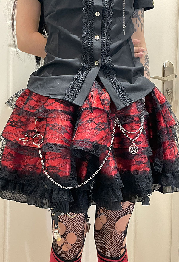 Summer Women Gothic Punk Skirt - Dark Lace Patchwork Skirt High