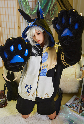 Cyno Genshin Impact Paw Hoodie Katzenpfote Kapuzenpullover Pullover