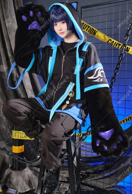 The Wanderer Scaramouche Balladeer Derivative Pullover Hoodie with Detachable Bag Design Furry Paw Gloves Genshin Impact Hooded Zipper Sweatshirt