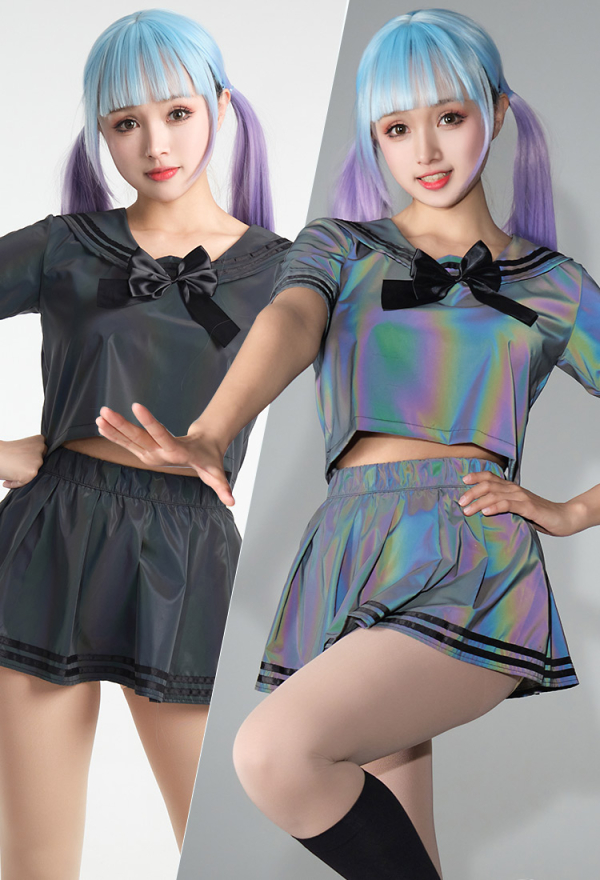 Regenbogen JK Uniform Set Reflektierender Uniformanzug Top Rock Set