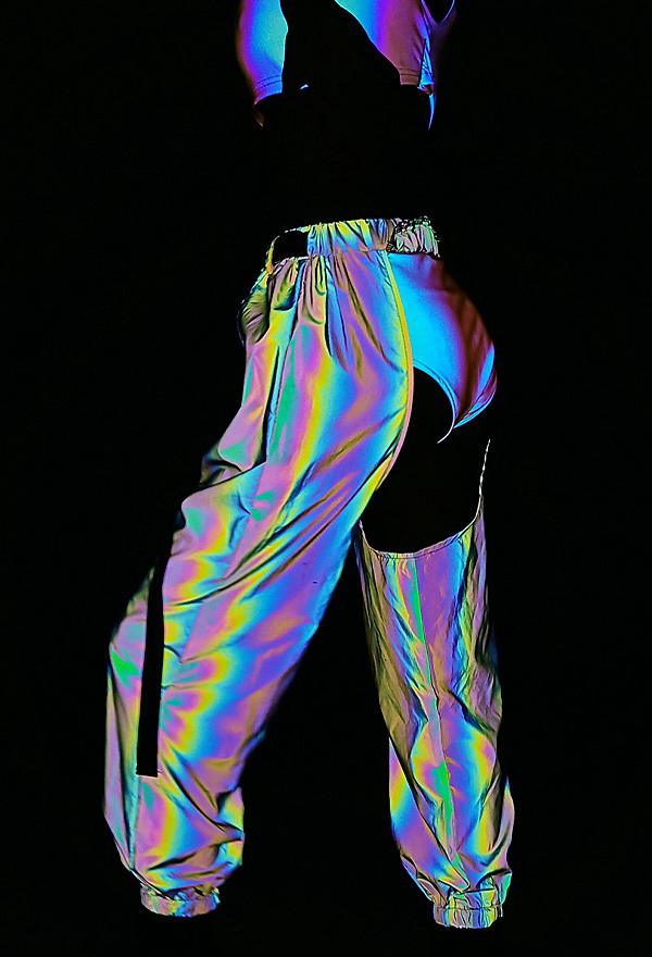 Holographic Women Reflective Rainbow Geometric Colorful Hip Hop Sexy Cargo  Pants Casual Rave Outfit Concert Casual Overalls - AliExpress