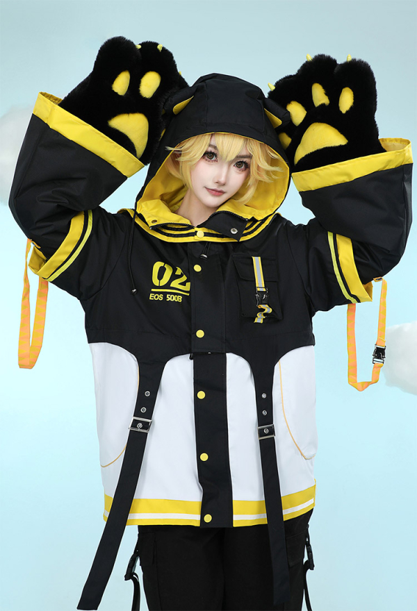 Rin Dérivé Hoodie de Style Marin avec Gants de Fourrure en forme de Paws de Chat