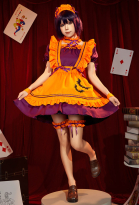 1/3 Delusion Halloween Maid Costume Women Bat Lolita Dress Outfit with Apron and Headdress