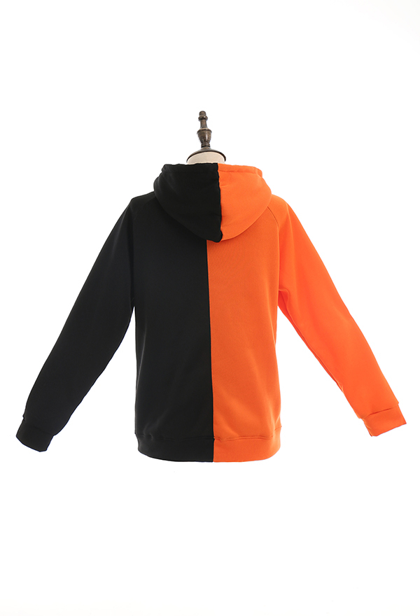 Halloween Women Hoodie - Pumpkin Long-Sleeved Color Block