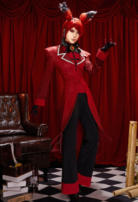 Hell Hotel Radio Demon Cosplay Costume Top and Long Pants with Jacket and Gloves