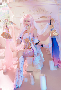 Honkai Impact 3rd Elysia Cosplay Costume Bodysuit and Veil with Wings Prop and Socks