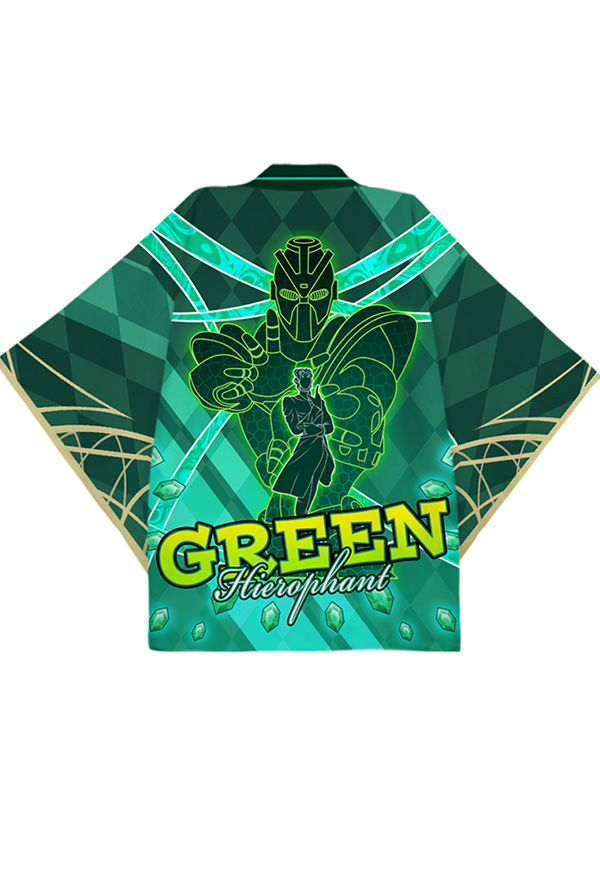 JJBA Noriaki Kakioin Hierophant Green Cosplay Kimono Haori Cover Up Jacket Costume Japanese Clothing Outfit