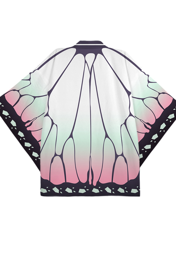 KNY Costume de Cosplay Shinobu Pilier d'Insecte Kimono Veste Haori de Style Japonais