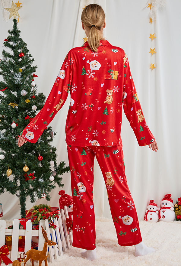 Weihnachten Pyjama Damen Weihnachtsmann Homewear Lange Arm Pyjama Hosen