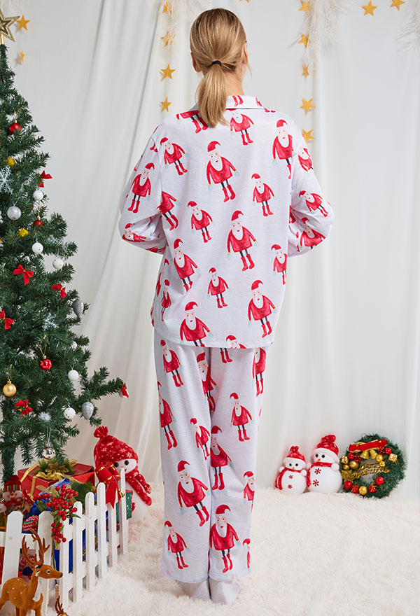 Weihnachten Weihnachtsmann Pyjama Kawaii Damen Homewear Lange Arm Pyjama Hosen