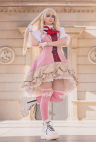 Tekken 8 Lili Cosplay Costume Court Style Shirt and Dress with Gloves Thigh-high Stockings