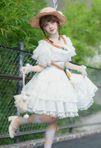 Identity V Emma Woods Gardener Cosplay Costume Dress and Waistband with Gloves and Hat