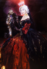 Identity V Mary Bloody Queen Cosplay Costume Dress and Headscarf with Waistband and Gloves