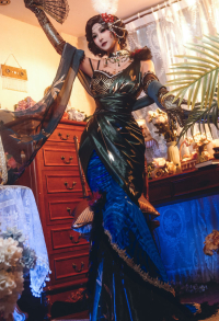 Identity V Michiko Geisha Cosplay Costume Dress with Waistband Shawl