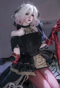 Identity V Mary Bloody Queen Cosplay Costume Black Dress Suit with Veil Pantyhose