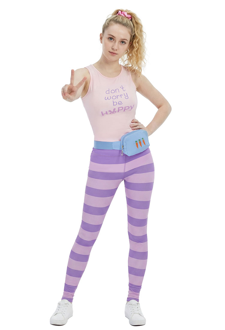 Judy Fitness Yoga Outfit Cosplay Costume Top and Pants with Fanny Pack and Hair Tie