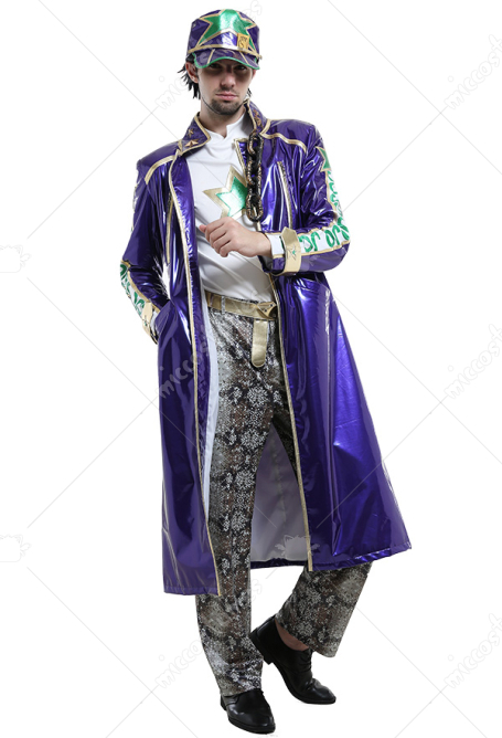 JoJos Costume de Cosplay Jotaro Cujo Manteau en Cuir PU avec Chapeau