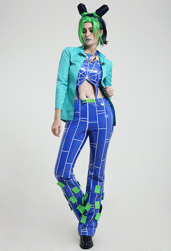 JoJos Stone Ocean Prison Jolyne Cujo Cosplay Kostüm Hose Outfit mit Handschelle