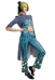 JJBA Stone Ocean Jolyne Cujo Cosplay Costume Printed Top and Pants with Long Coat