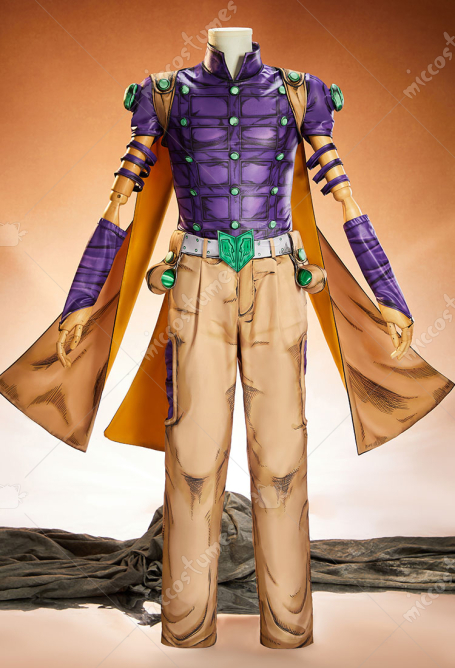2D Line Art Ver JJBA 7 SBR Gyro Zeppeli Cosplay Costume Top and Pants with Cape and Belt