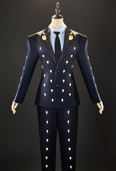 JOJO Bruno Cosplay Costume Black Funeral Suit Jaket and Pants with Shirt and Tie