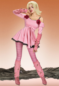 Comic-style Ver JJBA 7 SBR Lucy Steel Cosplay Costume Dress with Pantyhose and Leg Warmers