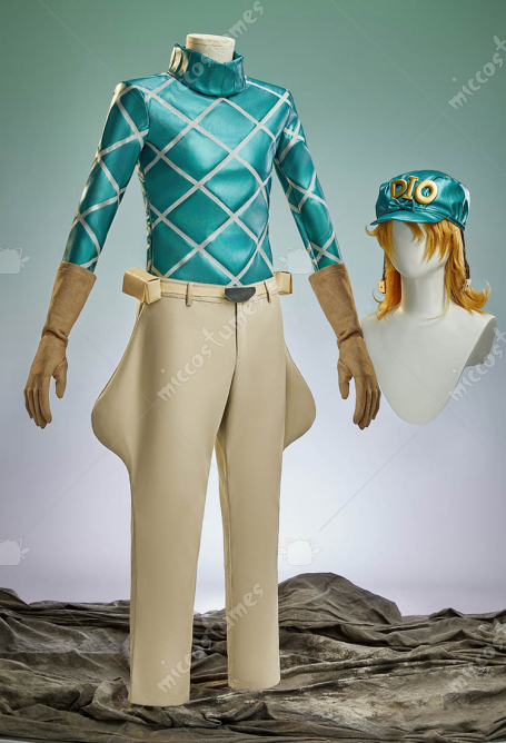 Animated Ver JJBA 7 SBR Diego Dio Brando Cosplay Costume Top and Pants with Gloves and Hat