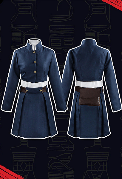 Jujitsu Fight Kugisaki Nobara Blue Suit Uniform Cosplay Costume Top and Skirt with Fanny Pack