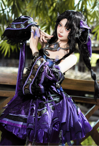 JX3 Du Luo Cosplay Costume Purple Dress with Sleeves Hairband
