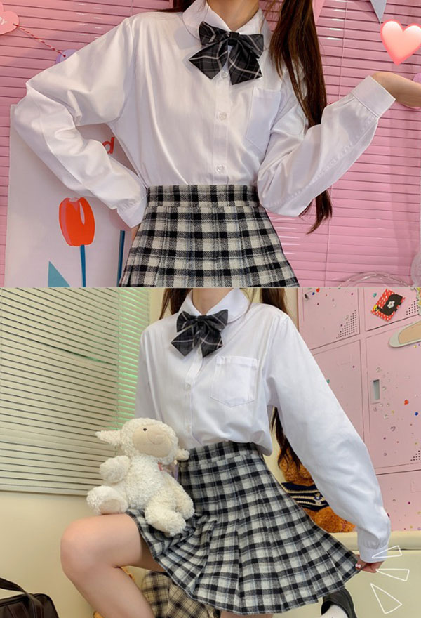 Women Casual Top Lapel Shirt Japanese JK Uniform Style Blouse