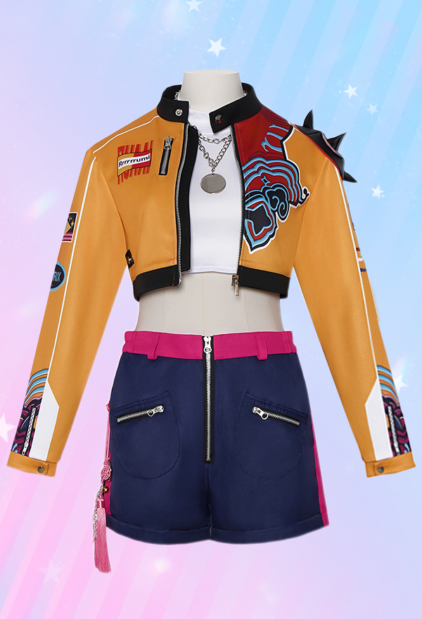 Women's Rumi Demon Hunter Cosplay Costume - Full Set With Jacket, Shirt, Pants, Necklace & Waist Ornaments