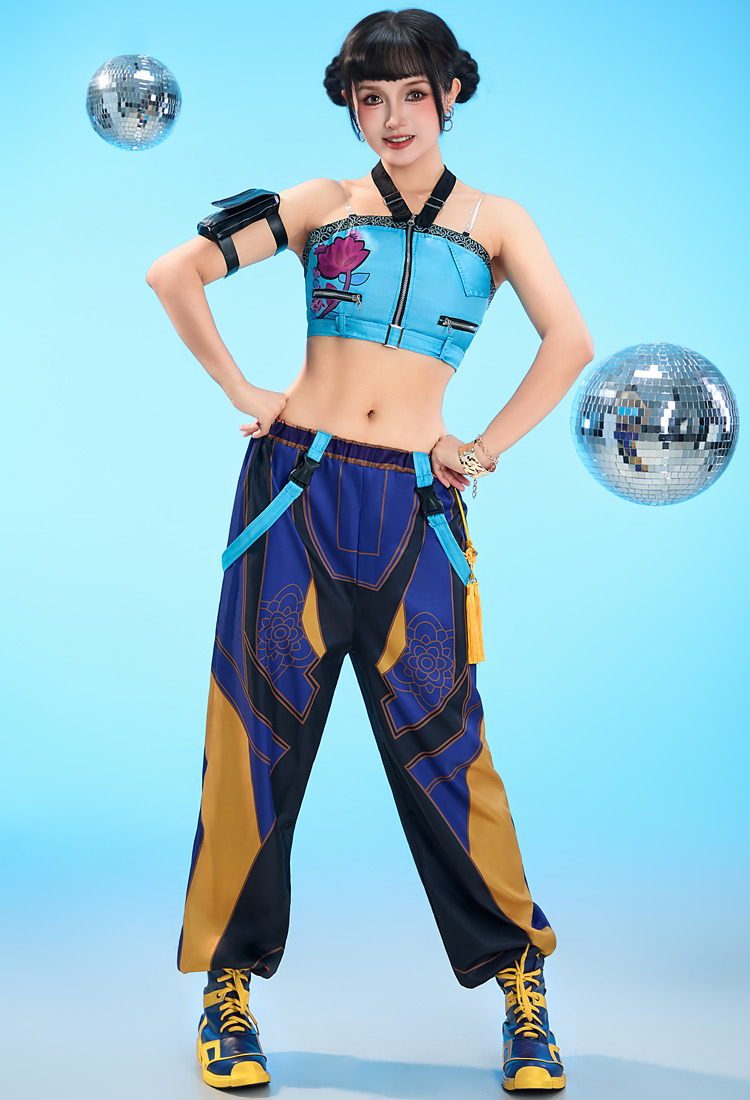 Kpop Slayers Rapper Cosplay Costume Top and Pants with Arm Decoration
