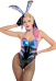 POP_STARS Akali Bunny Girl Bodysuit Bunny Outfit Cosplay Costume with Gloves and Stockings