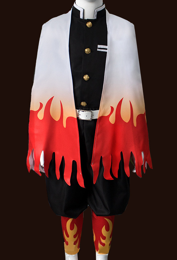 Kids KNY Demon Fighter Flame En Bashira Demon Killing Corps Team Uniform Haori Fullset Cosplay Costume