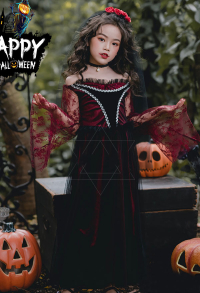 Halloween Costume Vampire Fantôme Mariée Cosplay Robe de Princesse pour Enfant