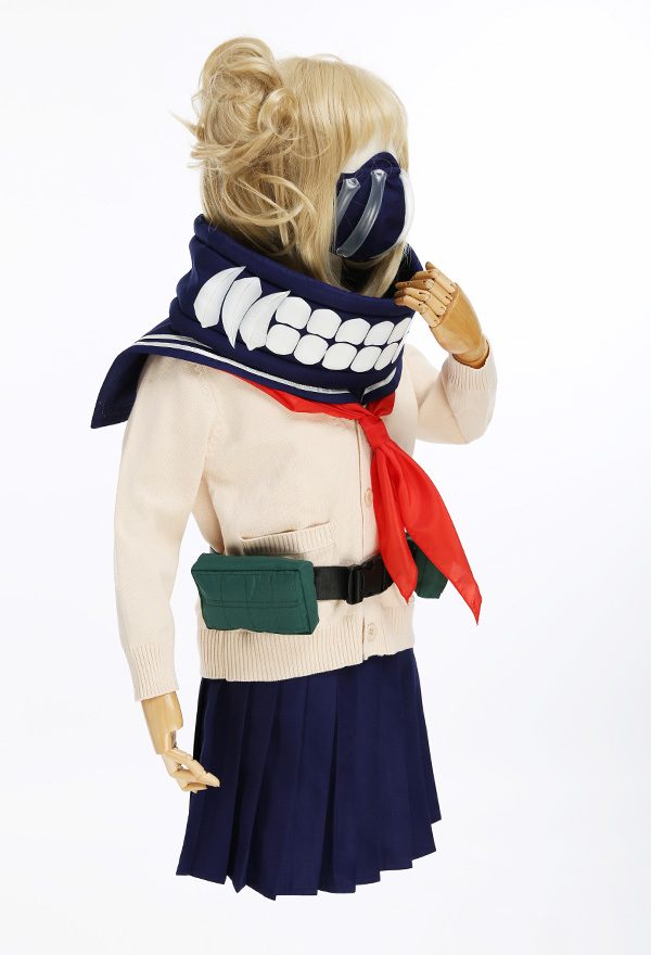 Kids Girls My Hero Academia League of Villains Himiko Toga Cosplay Costume Child JK School Uniform Sweater with Neckwear and Face Covering