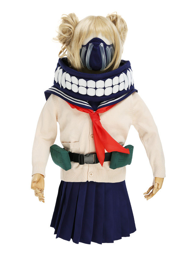 Kids Girls MHA League of Villains Himiko Toga Cosplay Costume Child JK School Uniform Sweater with Neckwear and Face Covering