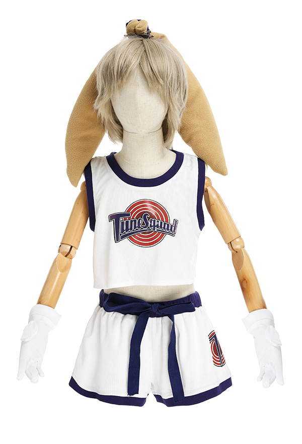 Kids Girls Space Jam Lola Bunny Rabbit Cosplay Costume Full Set with Headwear Accessory and Gloves