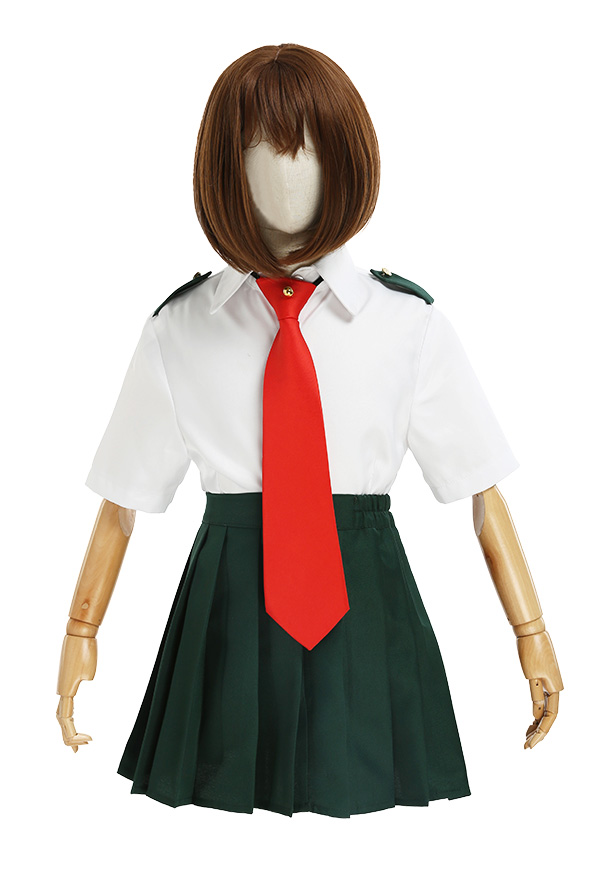 Kids Girls MHA Ochako Tsuyu Cosplay Costume Child Summer School Uniform Full Set with Tie