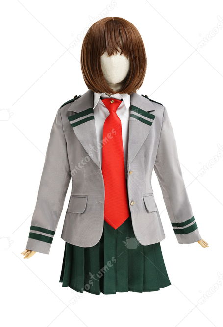 Kids Girls MHA Boku no Hero Academia Ochako Tsuyu Cosplay Costume Child School Uniform Full Set with Tie