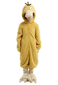 Cakuoyi Halloween Children Cartoon Psyduck Onesie Pajama Adult Onesie Homewear Kigurumi Hooded Loungewear Costume Outfits