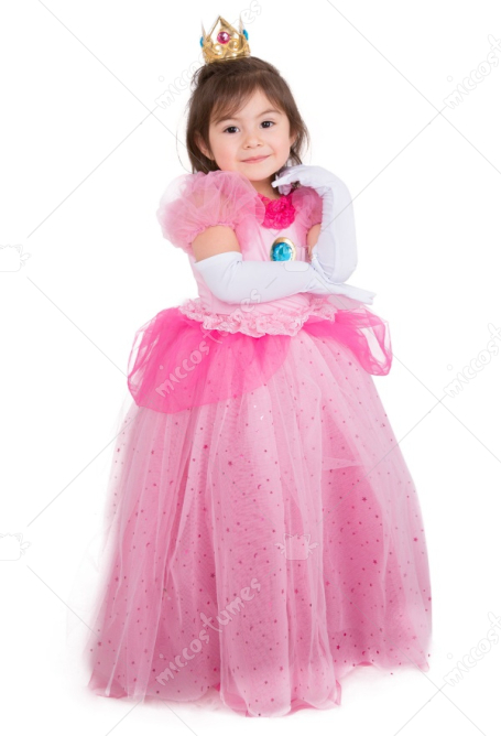 Child Girls Girl Peach Dress Halloween Costume for Kids with Crown
