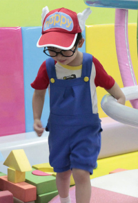 Dr. Slump Arale Norimaki Kids Short Sleeve Shirt Overalls Cosplay Costume