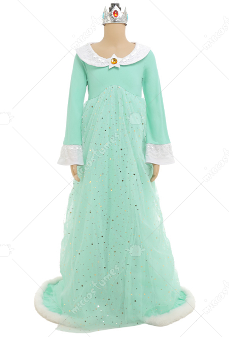 Rosalina Cosplay Vestido Largo Y Corona Conjunto Para Niños