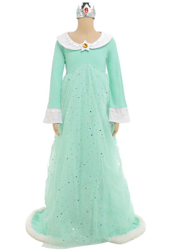 Costume de Cosplay Rosalina Robe Style Princesse pour Enfant avec Accessoire de Couronne