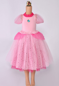 Child Girls Peach Costume for Halloween Kawaii Princess Dress for Kids with Crown