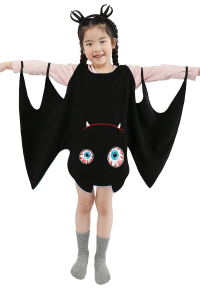 Halloween Vampire Bat Girl Costume Dress with Wings for Kids